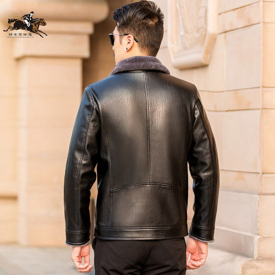 骑士圣保罗翻领水洗皮衣