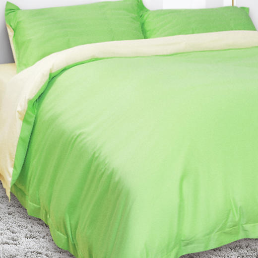 维也纳定制 | AB面全棉贡缎四件套 果绿色/卡其色（尺寸可选） 商品图1