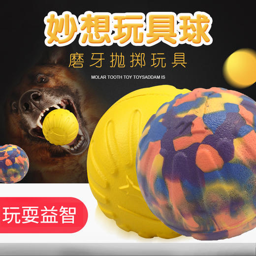 EVA 实心球 黄球迷彩球宠物玩具大小号 商品图0