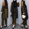 KLJ-秋冬新款宽松大码拼色毛呢外套阔腿裤两件套 商品缩略图0