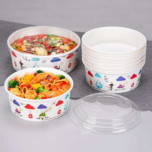 喇叭花1000ml一次性纸碗冰粥碗烤冷面碗刨冰碗打包臭豆腐碗300个 商品图4