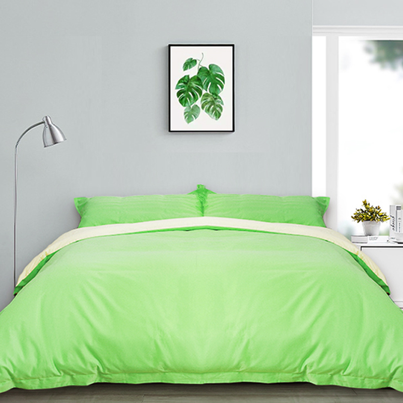 维也纳定制 | AB面全棉贡缎四件套 果绿色/卡其色（尺寸可选）