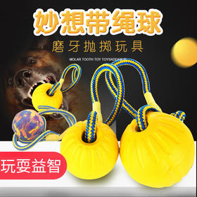 【清仓中】EVA  穿绳球 迷彩球黄色穿绳玩耍球宠物玩具 大小号