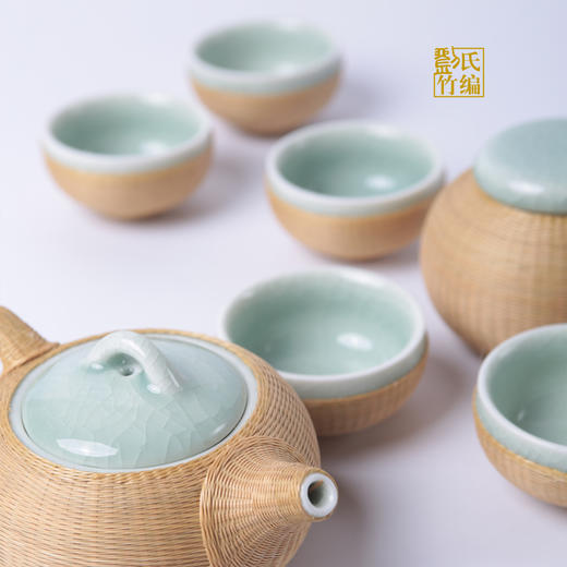 八头翠玉竹编茶具 商品图0