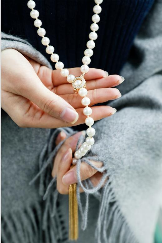 百搭、典雅、时髦|淡水珠流苏长链，时尚又撩人、怎么戴都好看 商品图1