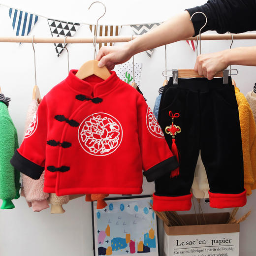 MH-冬装中国风童装3岁男过年喜庆拜年套装 商品图1