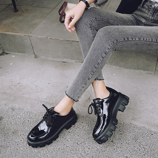 safiya索菲娅秋冬漆皮厚底鞋深口乐福鞋SF94112239 商品图2