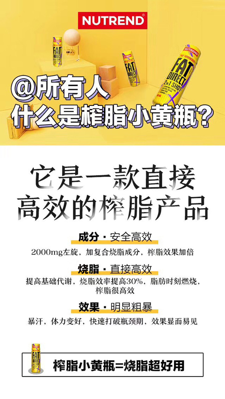 nutrend诺特兰德  小黄瓶 左旋肉碱 暴汗减脂氮泵  60ml*5瓶