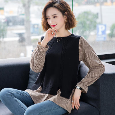 FCD20112020春季新款圆领假两件套针织衫 商品图0