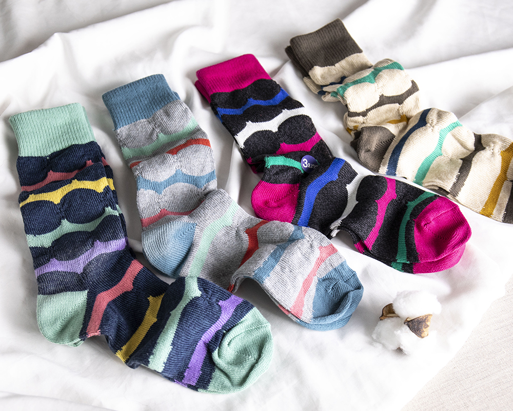 现货 THS 12.27-无 必囤单品 彩色波浪纹 针织袜 四色可选 均码  CU303