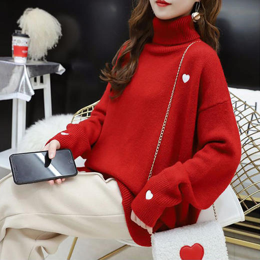 毛衣女套头宽松小清新冬2020新款网红高领针织衫百搭上衣ht7027