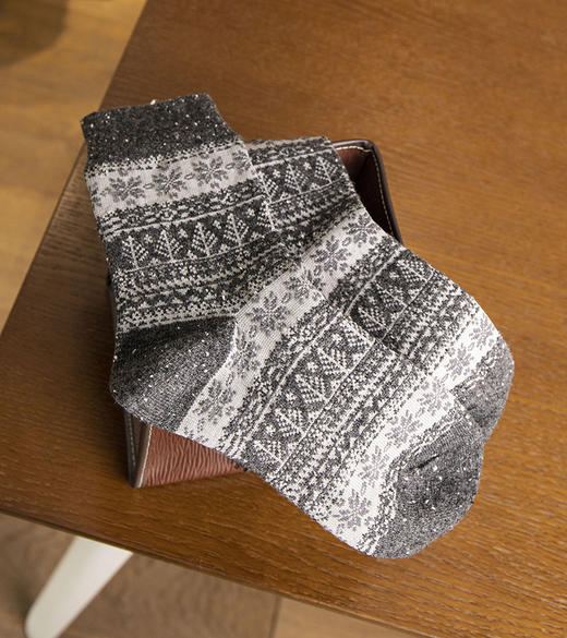 现货 THS 12.27-无 必囤单品 圣诞雪花 针织袜 三色可选 均码 CU299 商品图5