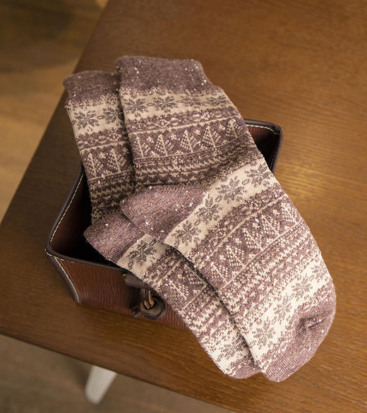 现货 THS 12.27-无 必囤单品 圣诞雪花 针织袜 三色可选 均码 CU299 商品图4