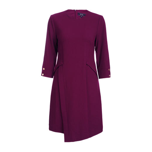 EITIE爱特爱春季新款通勤圆领七分袖收腰A版连衣裙中长女6007768 商品图4