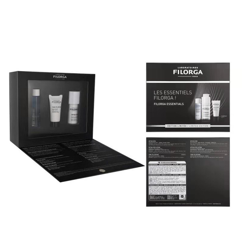 FILORGA/菲洛嘉 冻龄抚纹明星套组(焕采靓丽眼霜15ML+舒柔眼部卸妆精华液25ML+焕龄时光抗皱面霜-哑光型15ML)JPY带授权招加盟代理