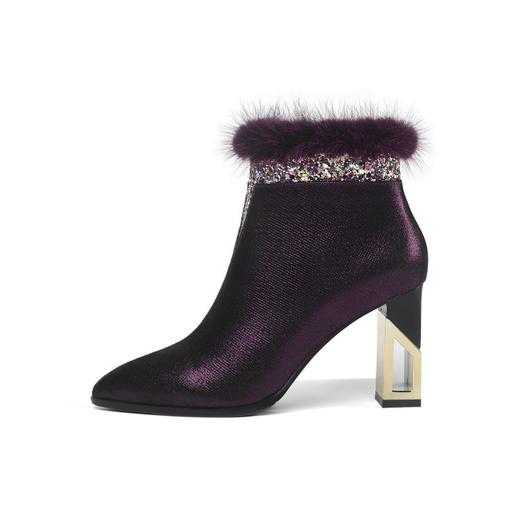 SZZ-冬季新款高跟加绒真貂毛真皮女靴 商品图4