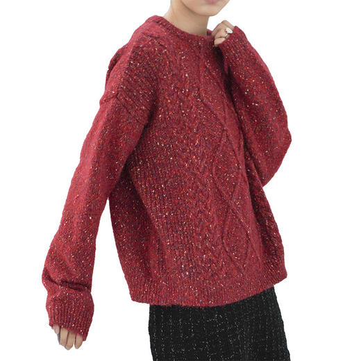 YC-1922秋冬慵懒风圣诞红色毛衣 商品图3