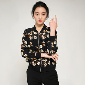 丁摩 真丝印花棒球服春款外套上衣桑蚕丝开衫上衣20-95A DB599