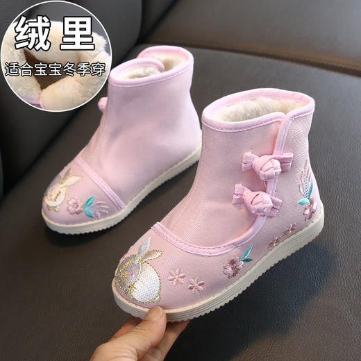 SH-703秋冬新款女童靴子儿童绣花棉鞋 商品图1