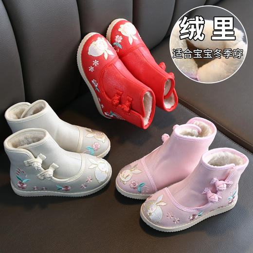 SH-703秋冬新款女童靴子儿童绣花棉鞋 商品图0