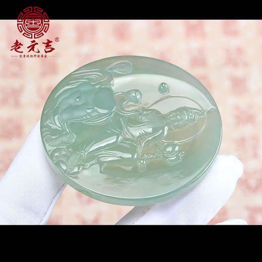 老元吉A货翡翠 龙蛇本命佛【普贤菩萨吊坠】男女款挂件玉石吊坠 商品图1