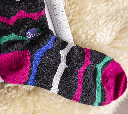 现货 THS 12.27-无 必囤单品 彩色波浪纹 针织袜 四色可选 均码  CU303 商品图7