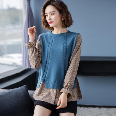 FCD20112020春季新款圆领假两件套针织衫 商品图1