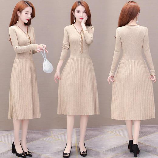 YW-JLNH-F737时尚修身显瘦简约百搭针织连衣裙 商品图3