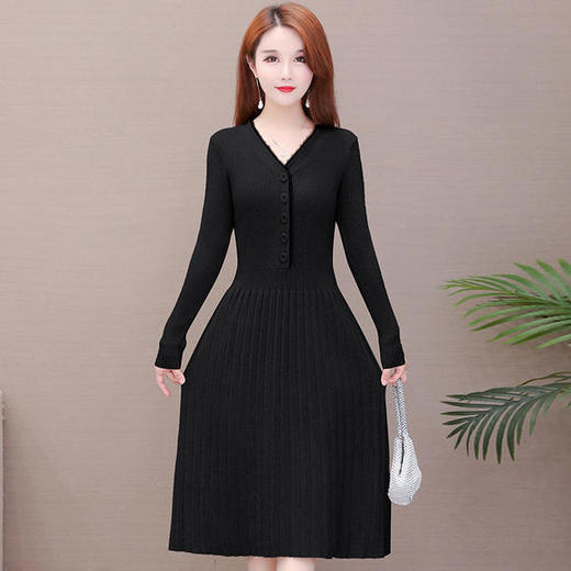 YW-JLNH-F737时尚修身显瘦简约百搭针织连衣裙 商品图1