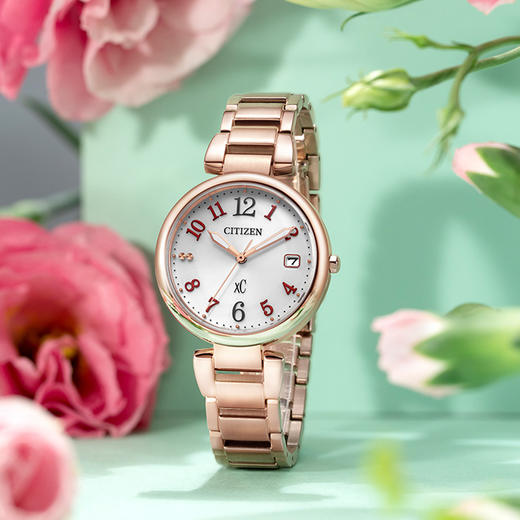 西铁城日本正品不锈钢镀樱花粉色防水光动能女手表EO1194-53A 商品图3