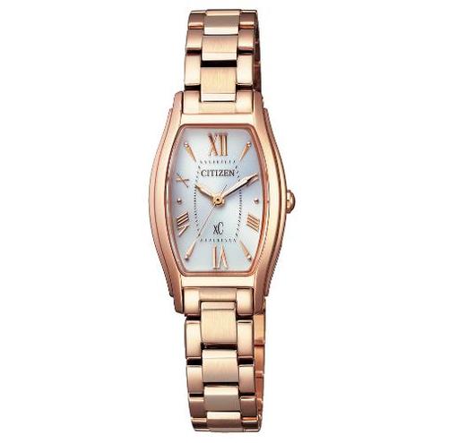 西铁城旗舰店官网日本正品光动能不锈钢女士长方表粉金女表EW5543-54A 商品图1