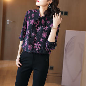 丁摩 轻奢高雅 真丝衬衫通勤长袖真丝上衣20-39DB399240531