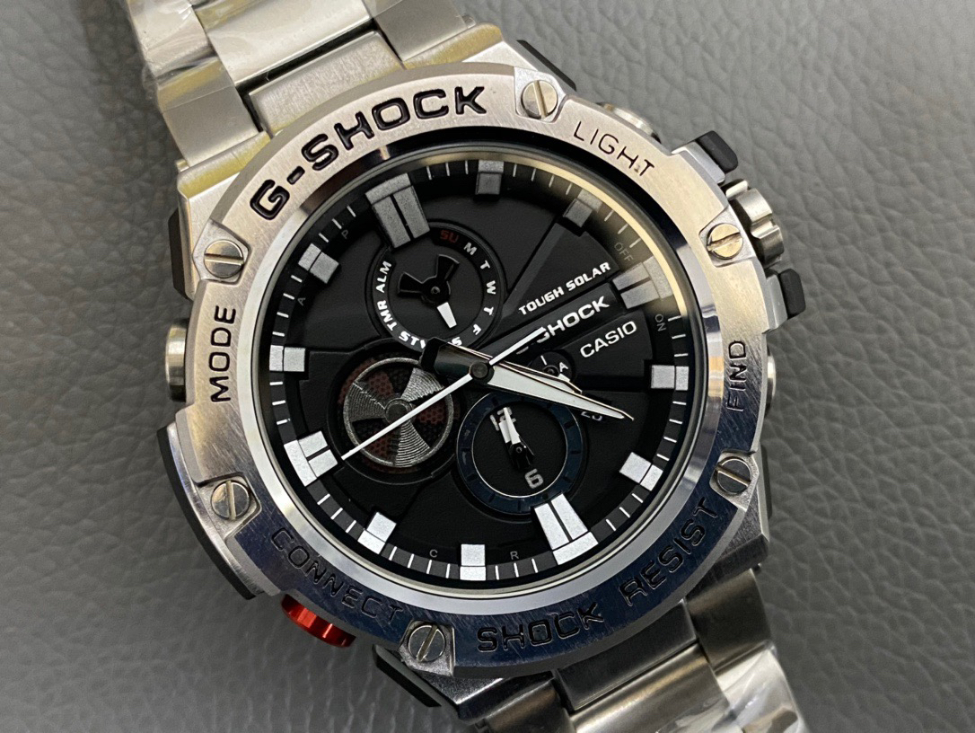 卡西欧g-shock 户外系列手表男表gst-b100钢圈系列 精钢金属工艺