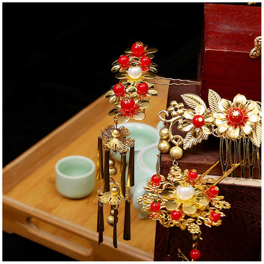 FS-0025手工中式新娘古装头饰陈紫函同款套装 商品图4