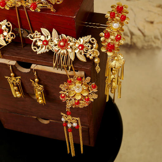 FS-0025手工中式新娘古装头饰陈紫函同款套装 商品图3