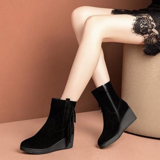 OLD-XF302-6冬季新款短筒磨砂皮坡跟短靴 商品图4