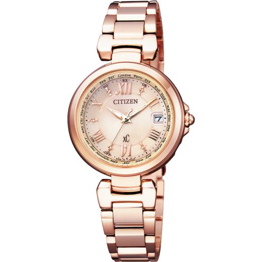 西铁城日本官方正品玫瑰金潮流光动能电波女表EC1032-54X 商品图4