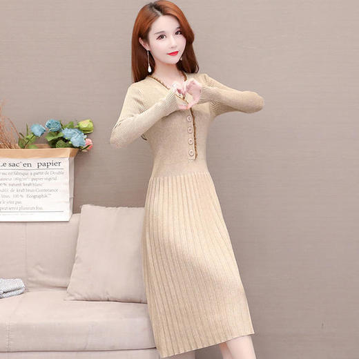 YW-JLNH-F737时尚修身显瘦简约百搭针织连衣裙 商品图2
