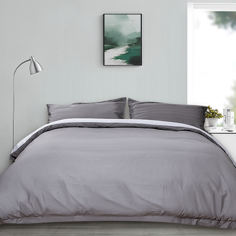 维也纳定制 | 全棉贡缎四件套 精舒棉 AB面 灰色（尺寸可选）