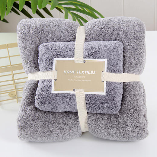 珊瑚绒毛巾浴巾套装 加厚柔软吸水子母套巾礼品居家日用套巾 商品图5