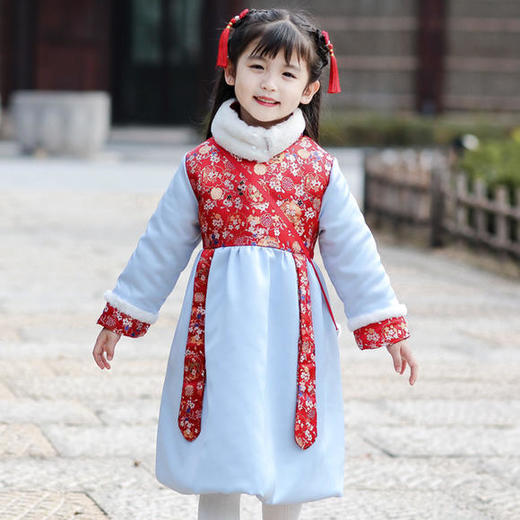 JSL-冬季新品女童唐装中国风复古连衣裙 商品图3