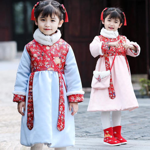 JSL-冬季新品女童唐装中国风复古连衣裙 商品图0