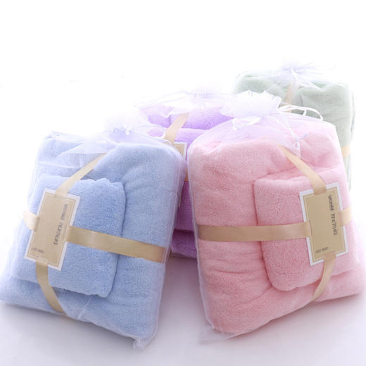 珊瑚绒毛巾浴巾套装 加厚柔软吸水子母套巾礼品居家日用套巾 商品图1