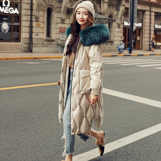 XH-冬季新款修身显瘦中长款加厚保暖白鸭绒外套 商品图1