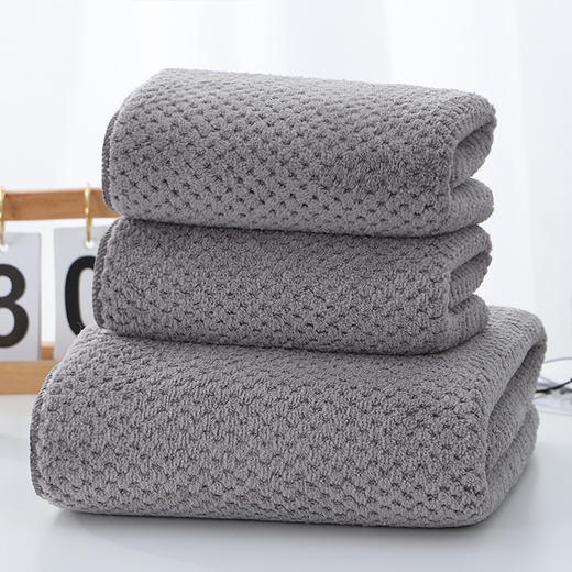 【2条装】毛巾浴巾套装 菠萝格高密珊瑚绒礼品巾沙滩巾 居家日用 商品图5