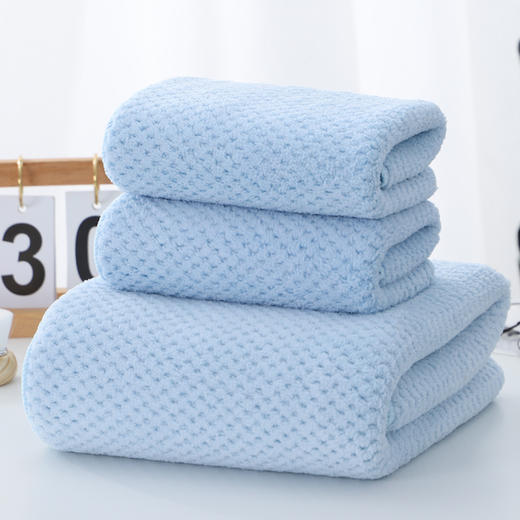 【2条装】毛巾浴巾套装 菠萝格高密珊瑚绒礼品巾沙滩巾 居家日用 商品图8