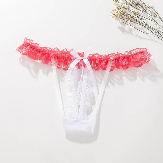 忌平庸情趣内衣性感透明蕾丝丁字裤女士低腰珍珠内裤Transparent sexy g-stringJPY带授权招加盟代理 商品图6