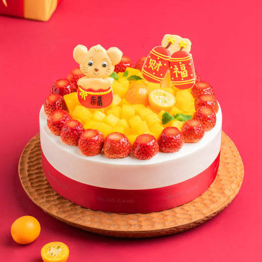 【新年款蛋糕】福气临门蛋糕 萌趣福鼠多财多福，红红火火过新年（商丘） 商品图0