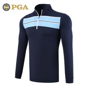 美国PGA 高尔夫服装 男士长袖T恤 秋冬保暖 拉链衣领 比赛同款