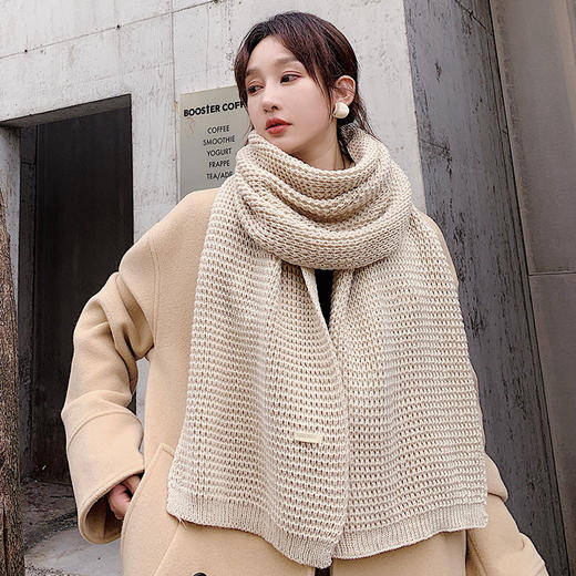 JN-冬季韩版粗毛线针织双面长款加厚保暖围脖 商品图2